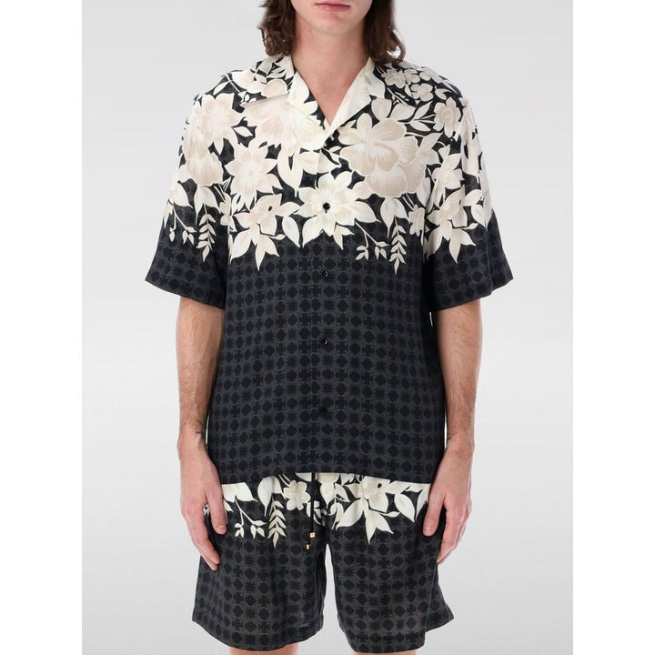Black Silk Pattern Shirt