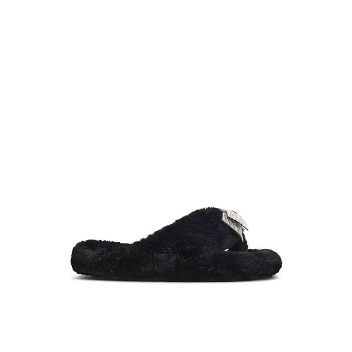 Black Polyester Slippers