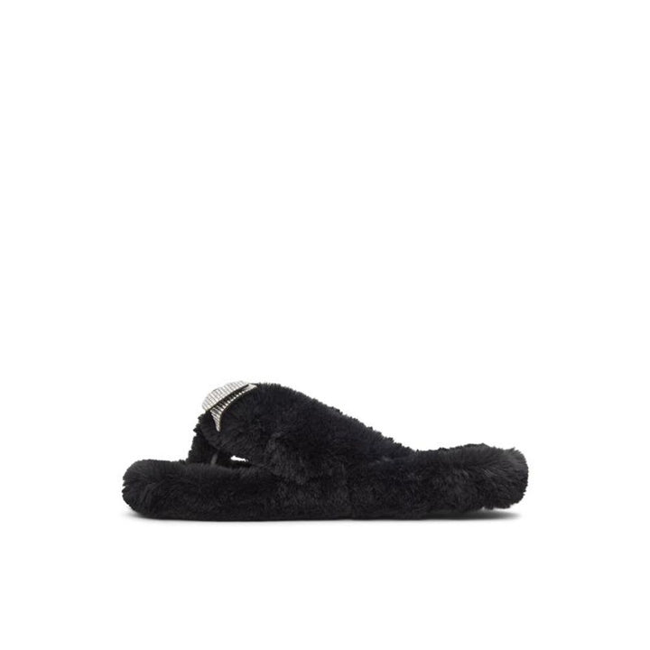 Black Polyester Slippers