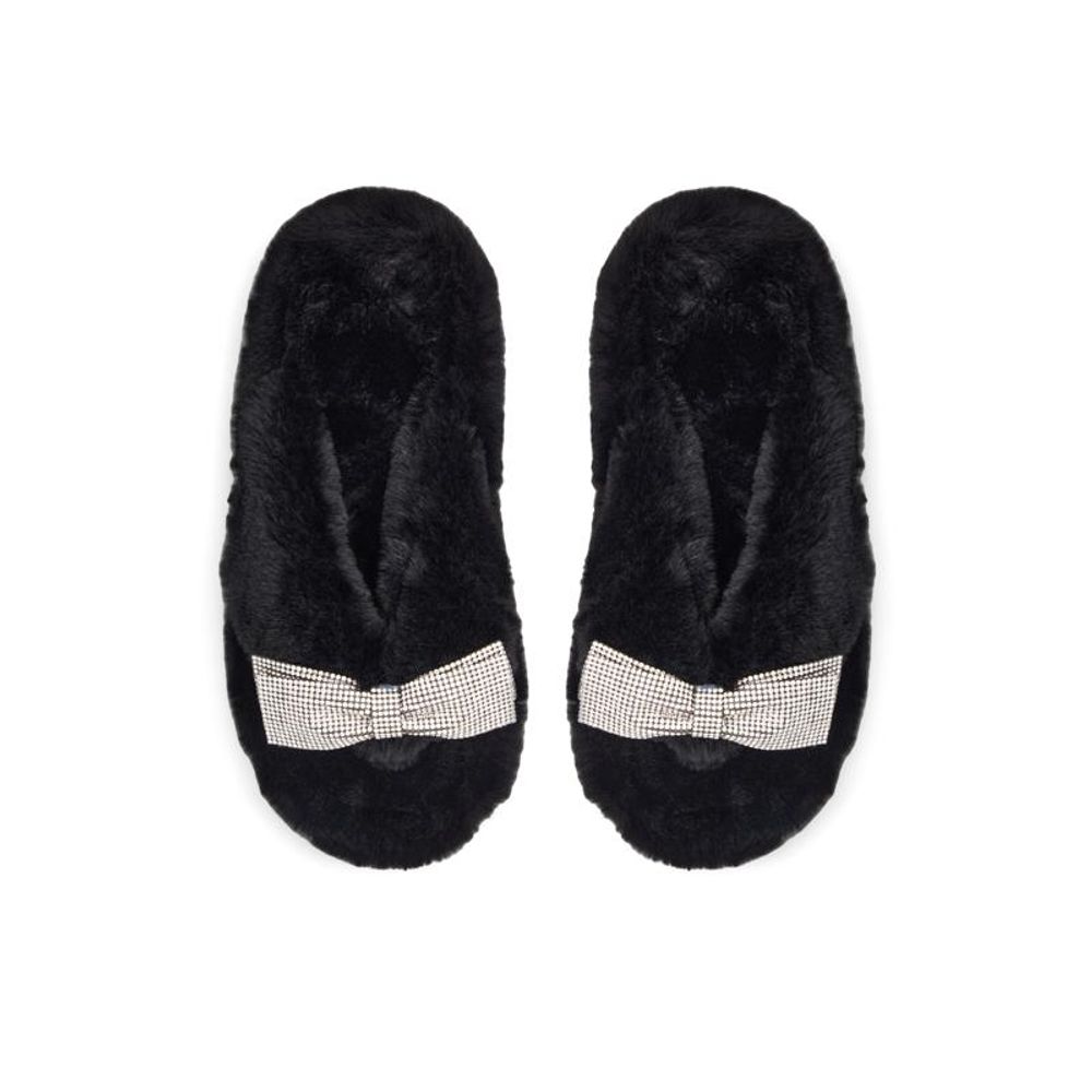 Black Polyester Slippers