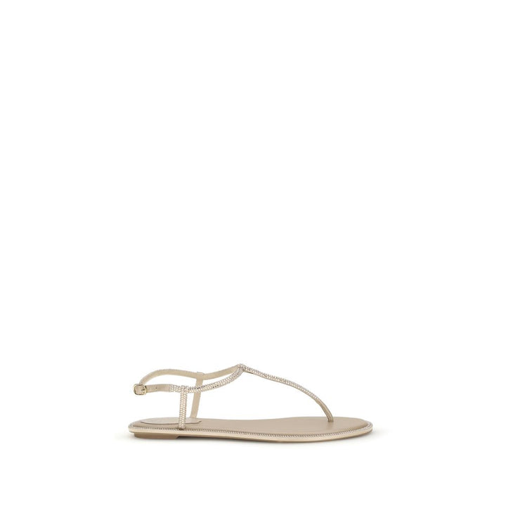 Beige Satin Flip-Flop Sandals