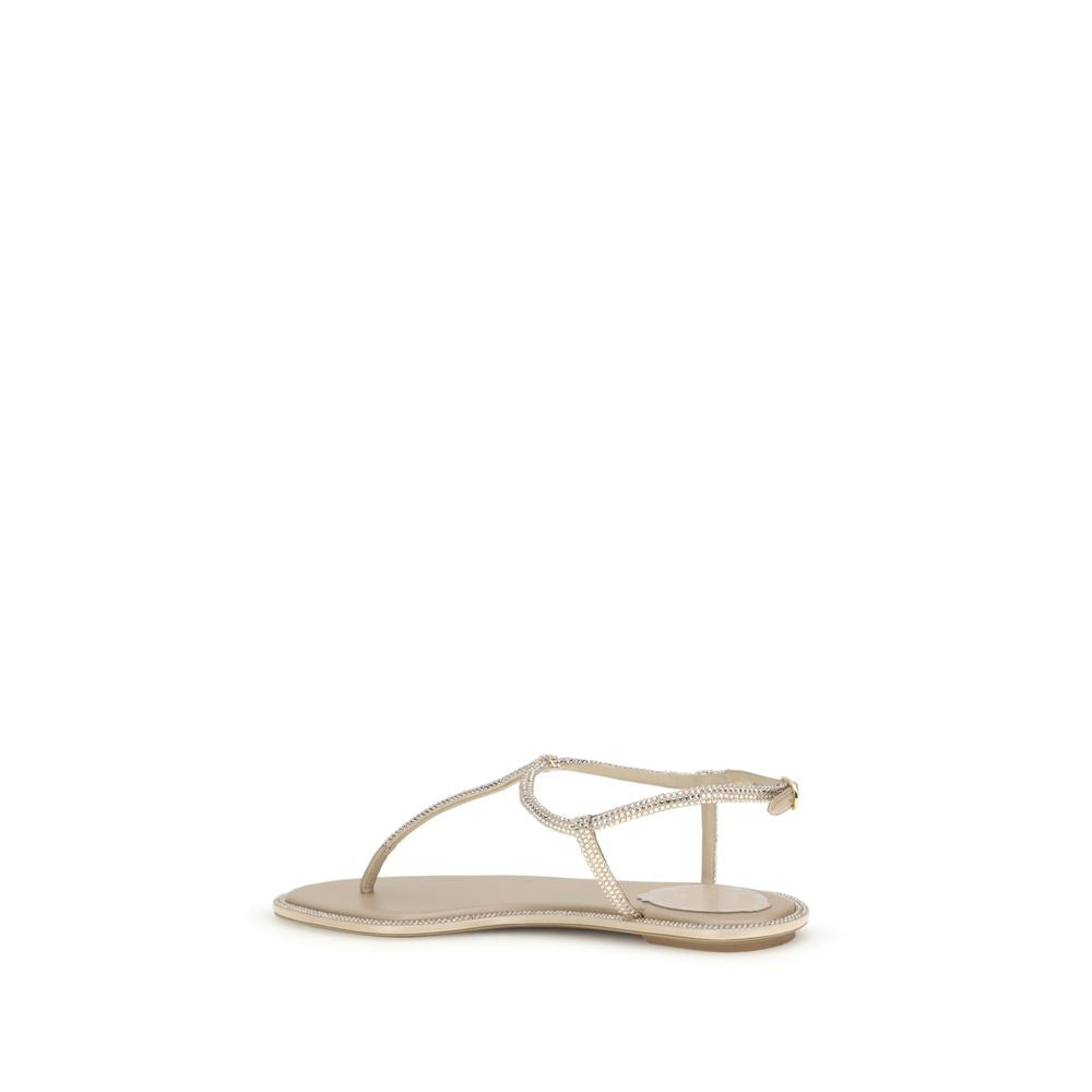 Beige Satin Flip-Flop Sandals