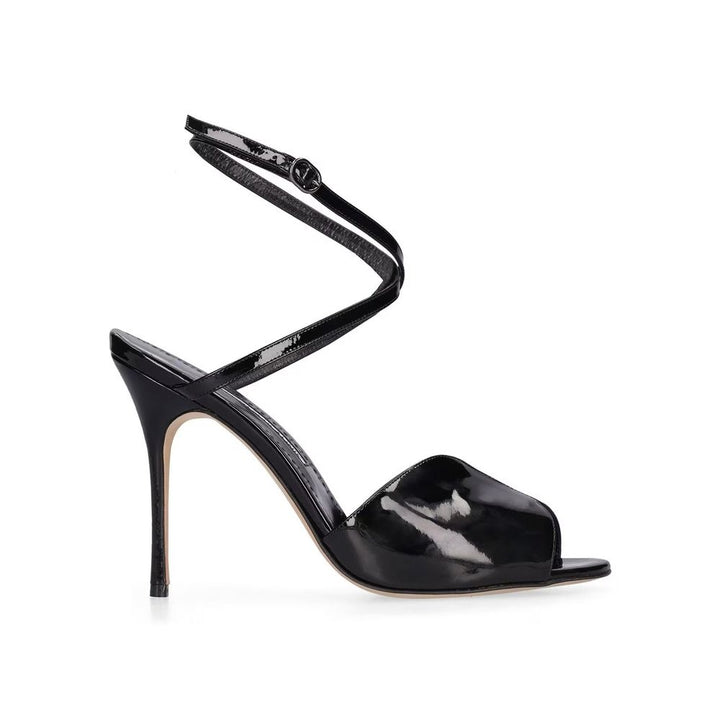 Black Calfskin Stiletto Heel Sandals