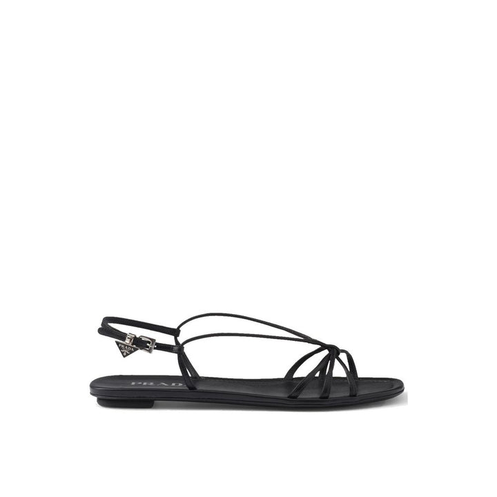 Black Calfskin Strap-On Sandals