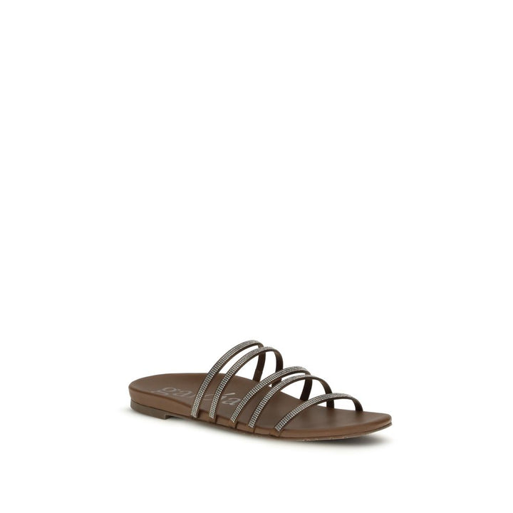 Brown Calf Leather Bos Taurus Flip-Flop Sandals