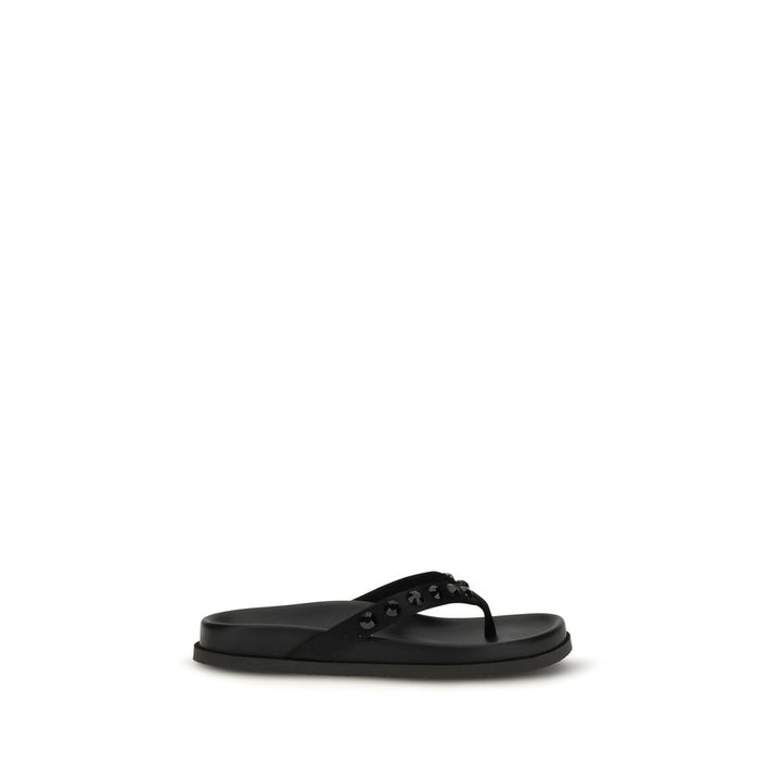 Black Rubber Flip-Flop Sandals