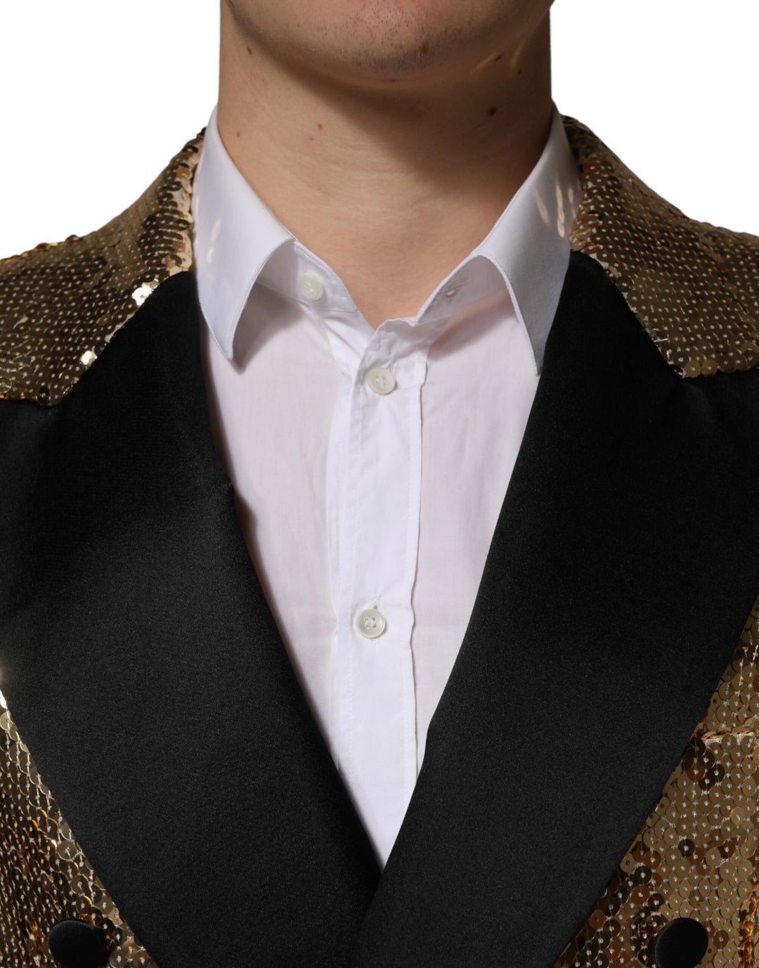 Gold Sequined Double Breasted Jacket Blazer