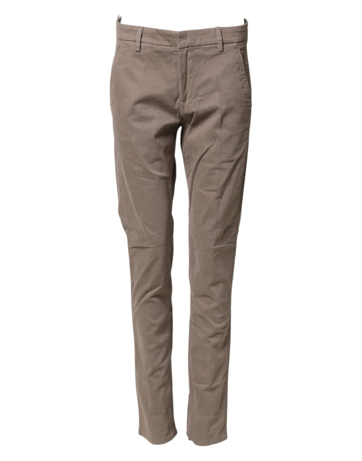 Cotton Stretch Straight Chino Trouser Brown