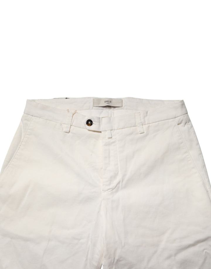 White Cotton Straight Fit Chino Trouser Pants