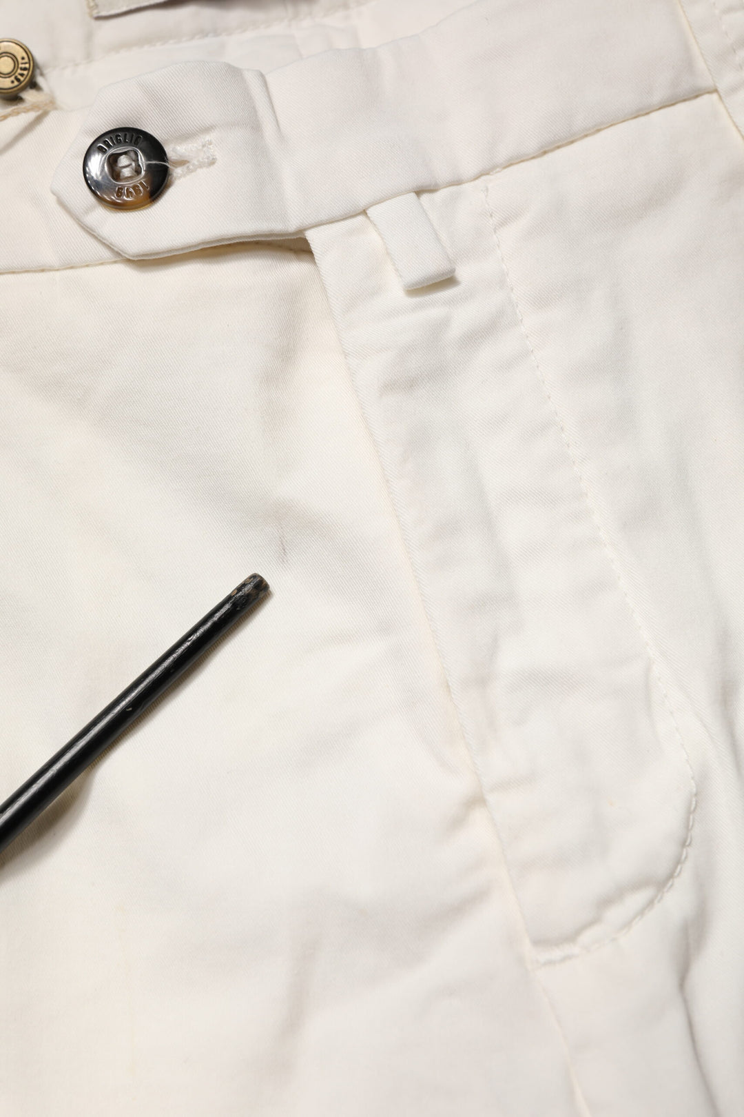 White Cotton Straight Fit Chino Trouser Pants