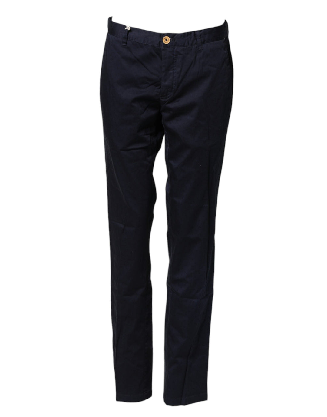 Navy Blue Straight Chino Mid Waist Pants