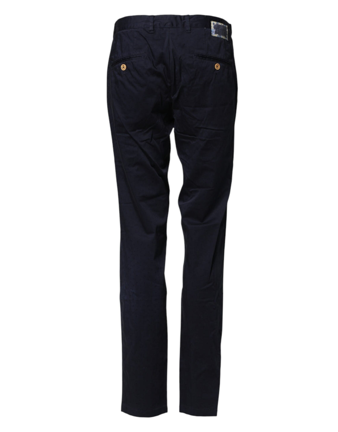 Navy Blue Straight Chino Mid Waist Pants