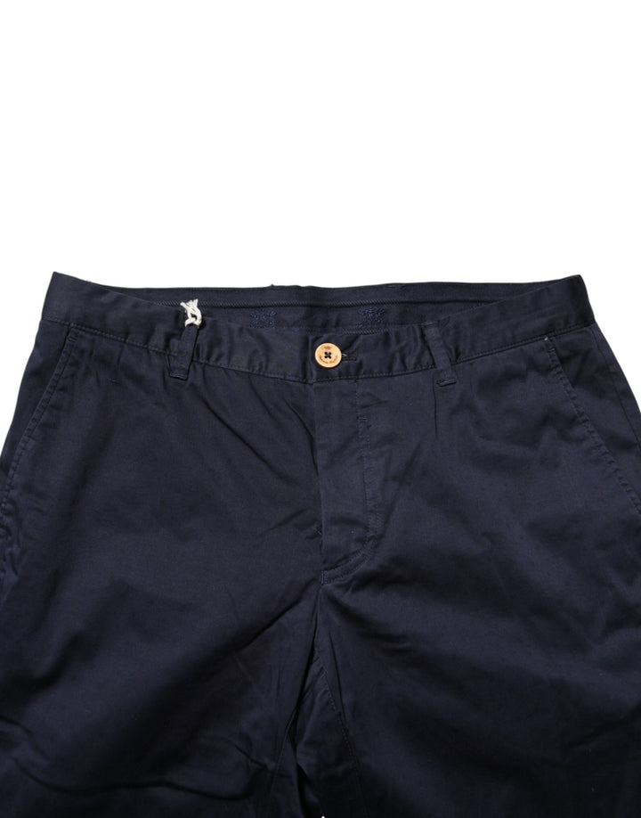 Navy Blue Straight Chino Mid Waist Pants