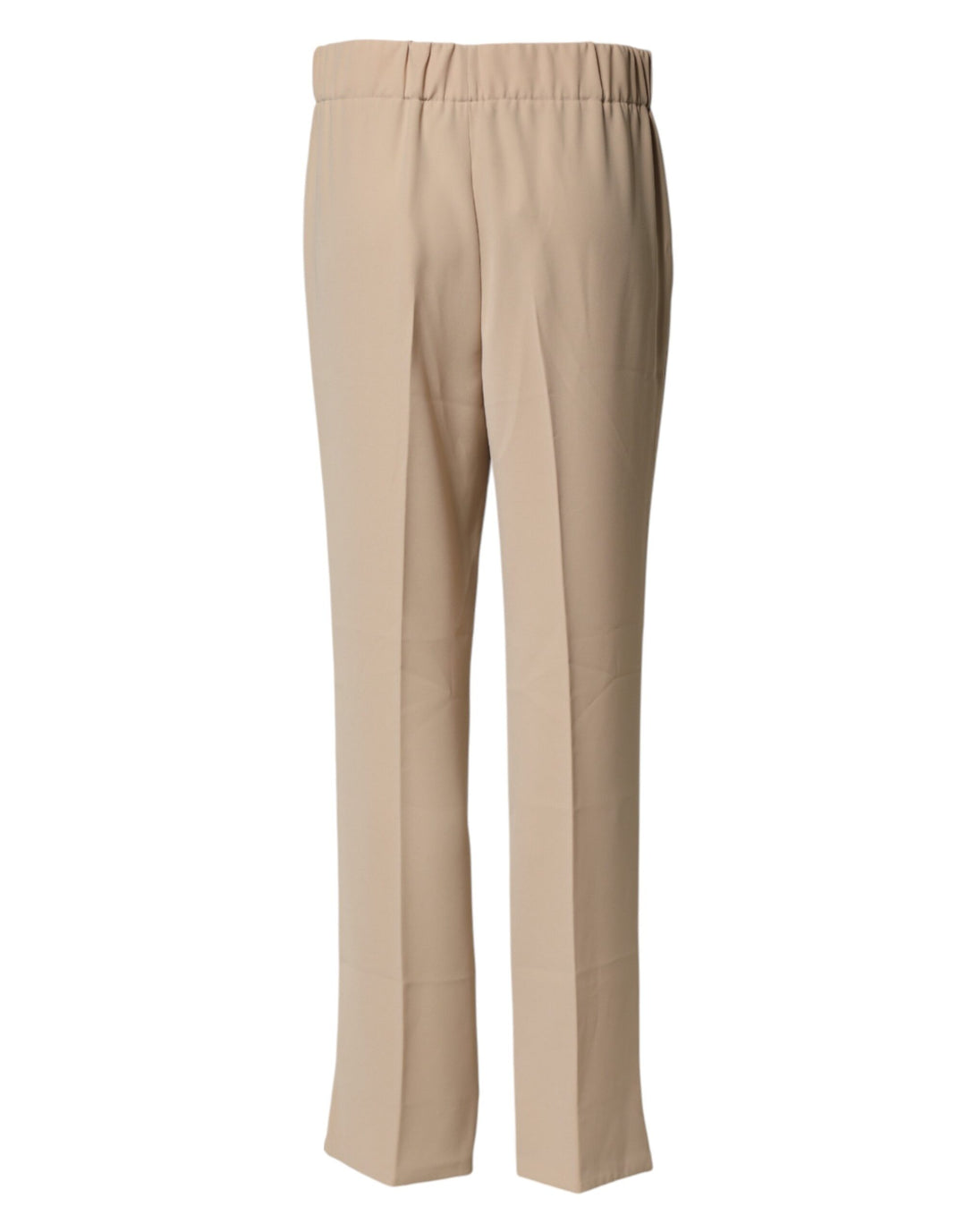 Beige High Waist Straight Chino Trouser Pants