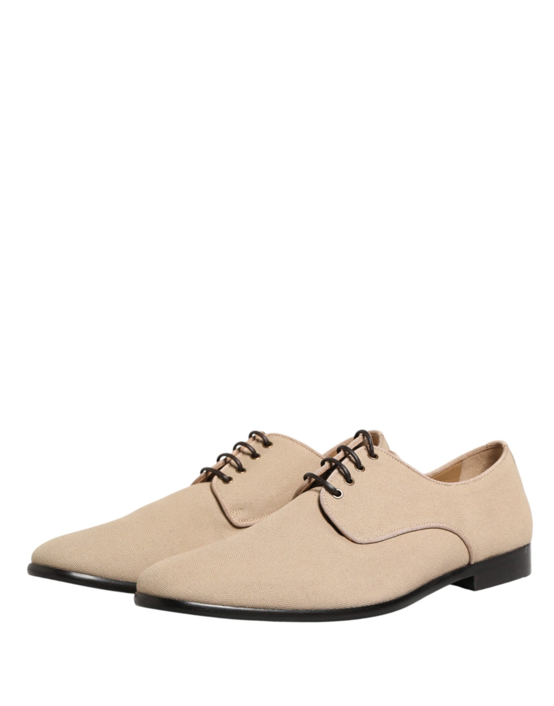 Beige Canvas Derby Lace Up Dress Men Shoes