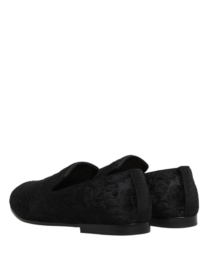 Black Velvet Slip On Loafers Formal Men Shoes