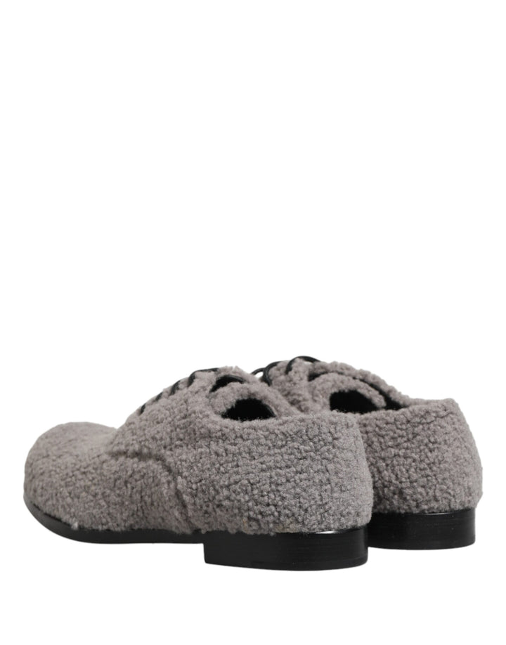 Gray Fleece Lace Up Men Derby Dress Shoes