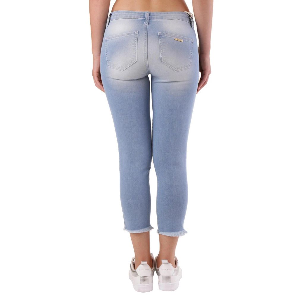 Blue Cotton Cropped Jeans