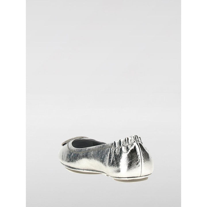 Silver Leather Ballet Flats