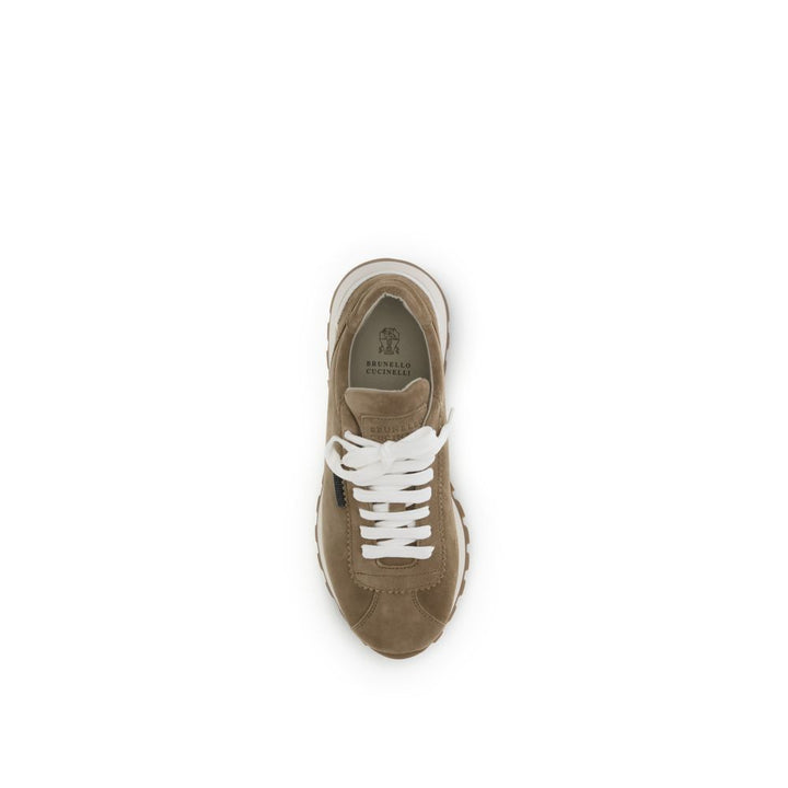 Beige Calf Leather Bos Taurus Platform Sneakers