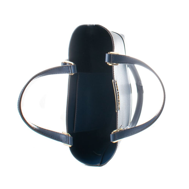 Blue Leather Tote Bag