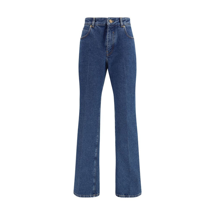 Blue Cotton Straight-Leg Jeans