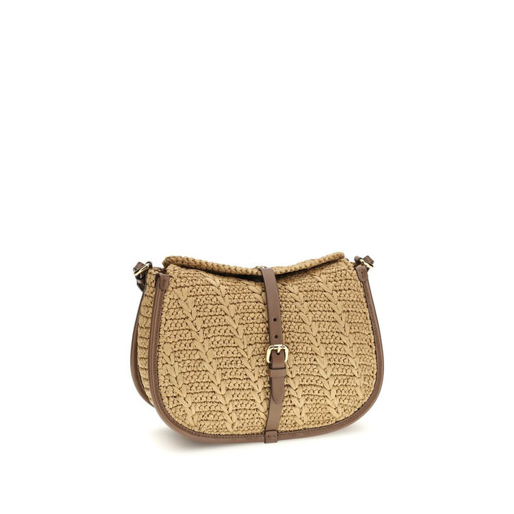 Beige Raffia Shoulder Bag