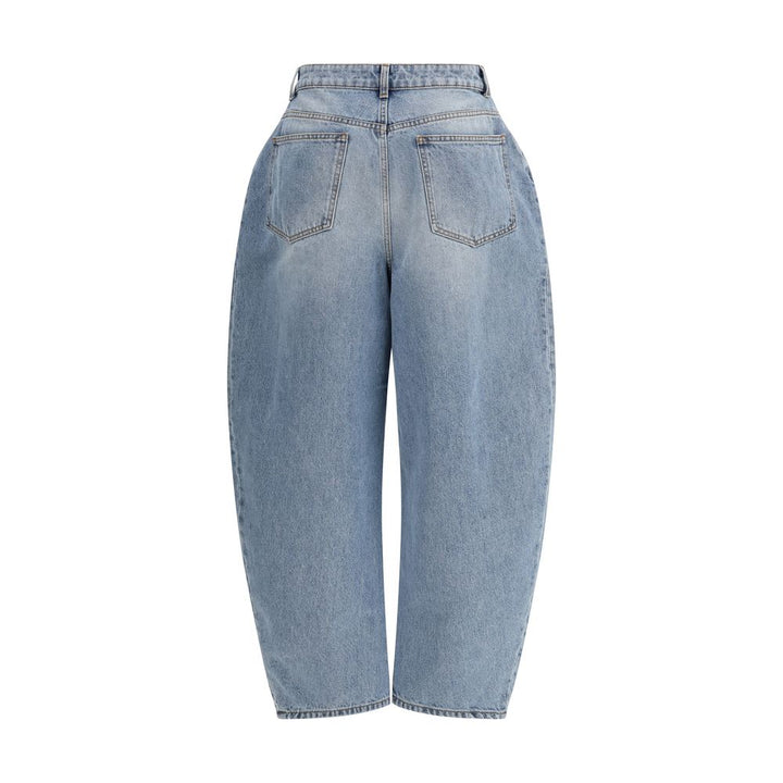 Blue Cotton Straight-Leg Jeans