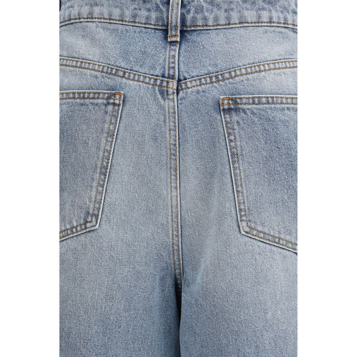 Blue Cotton Straight-Leg Jeans