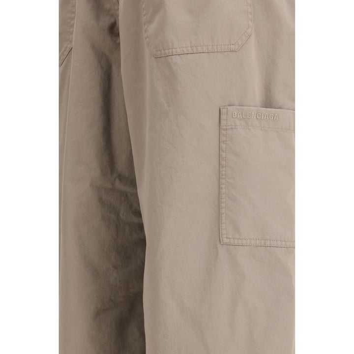Beige Cotton Casual Pants