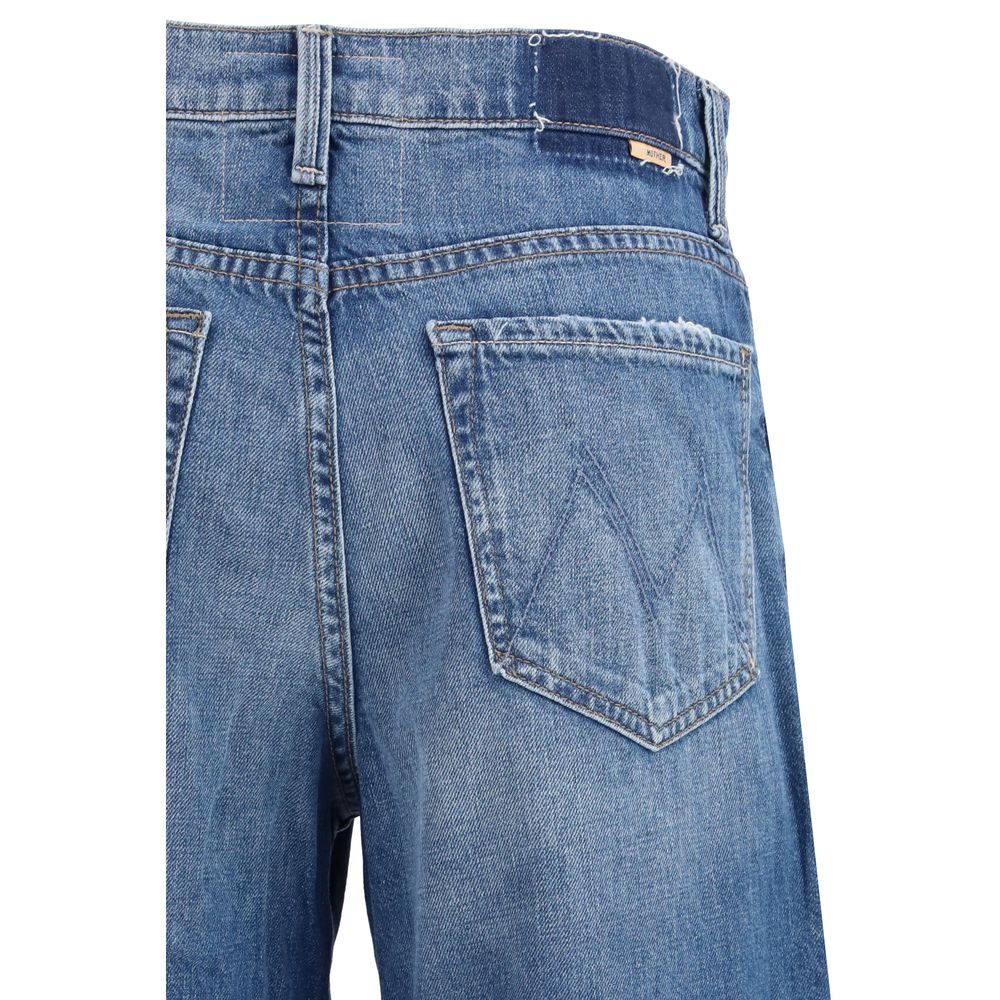 Blue Cotton Flared Jeans