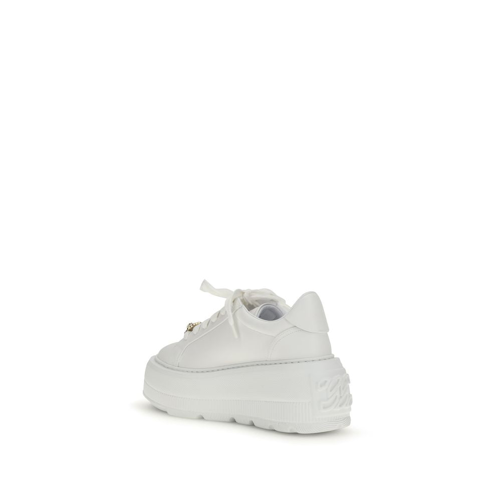 White Calf Leather Bos Taurus Platform Sneakers