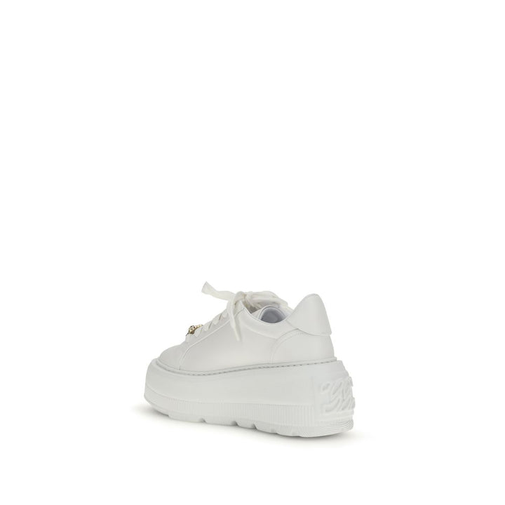 White Calf Leather Bos Taurus Platform Sneakers