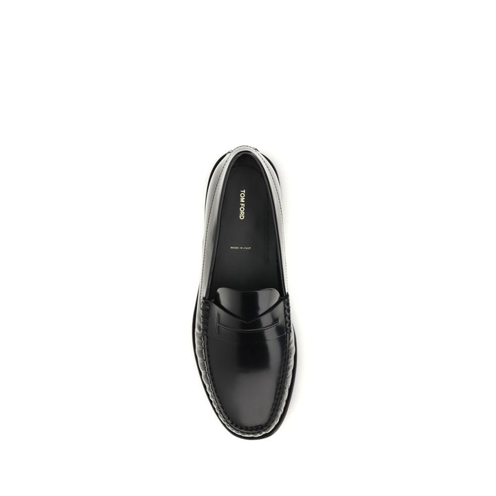 Black Calf Leather Bos Taurus Slip-On Loafers