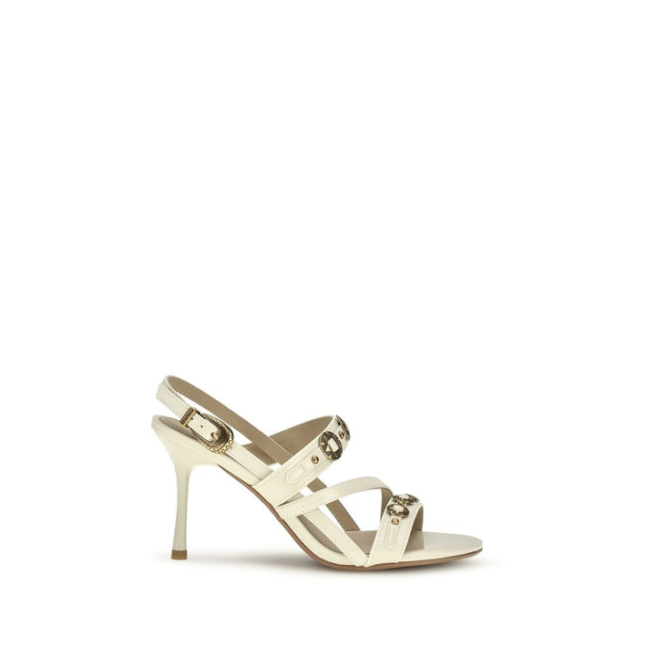 Beige Calf Leather Bos Taurus Stiletto Heel Sandals