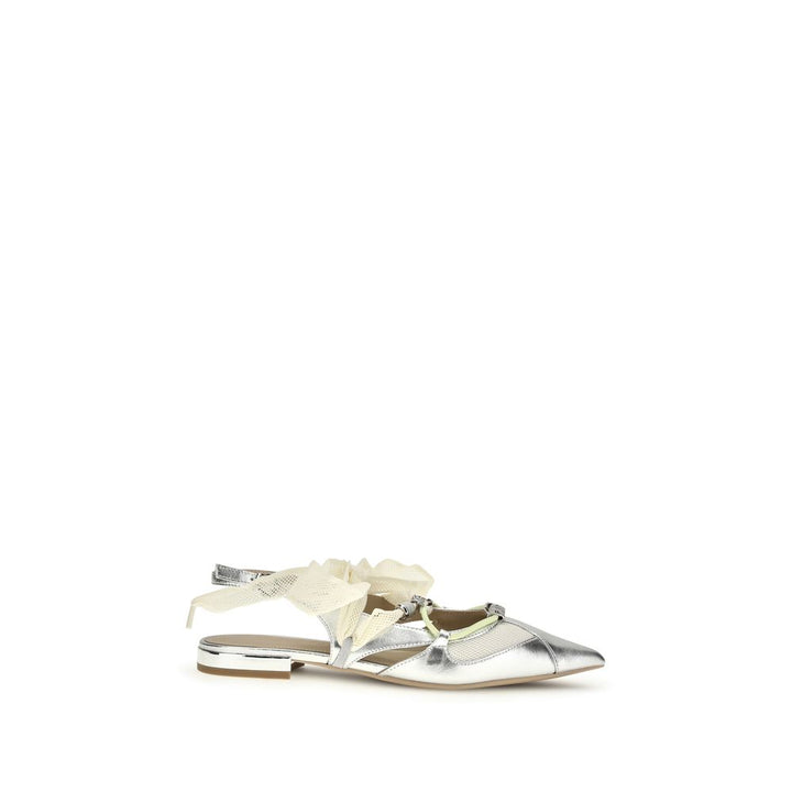 Silver Calf Leather Bos Taurus Ballet Flats