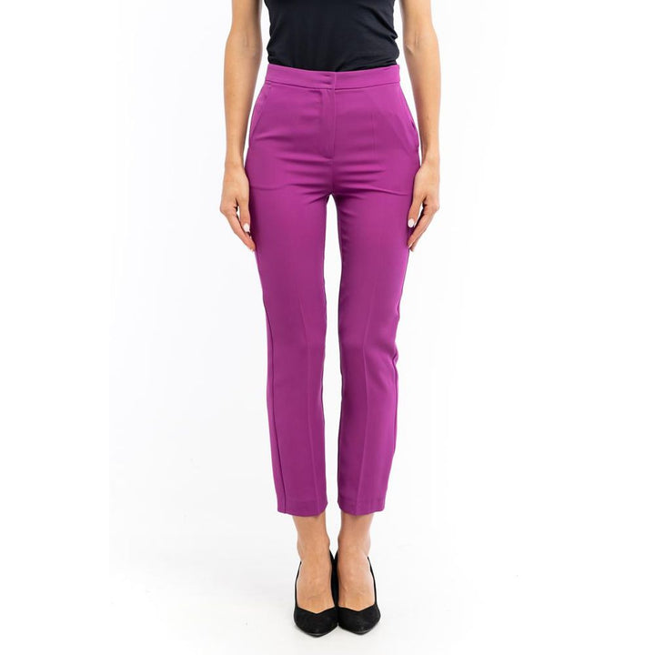 Purple Polyester Casual Pants