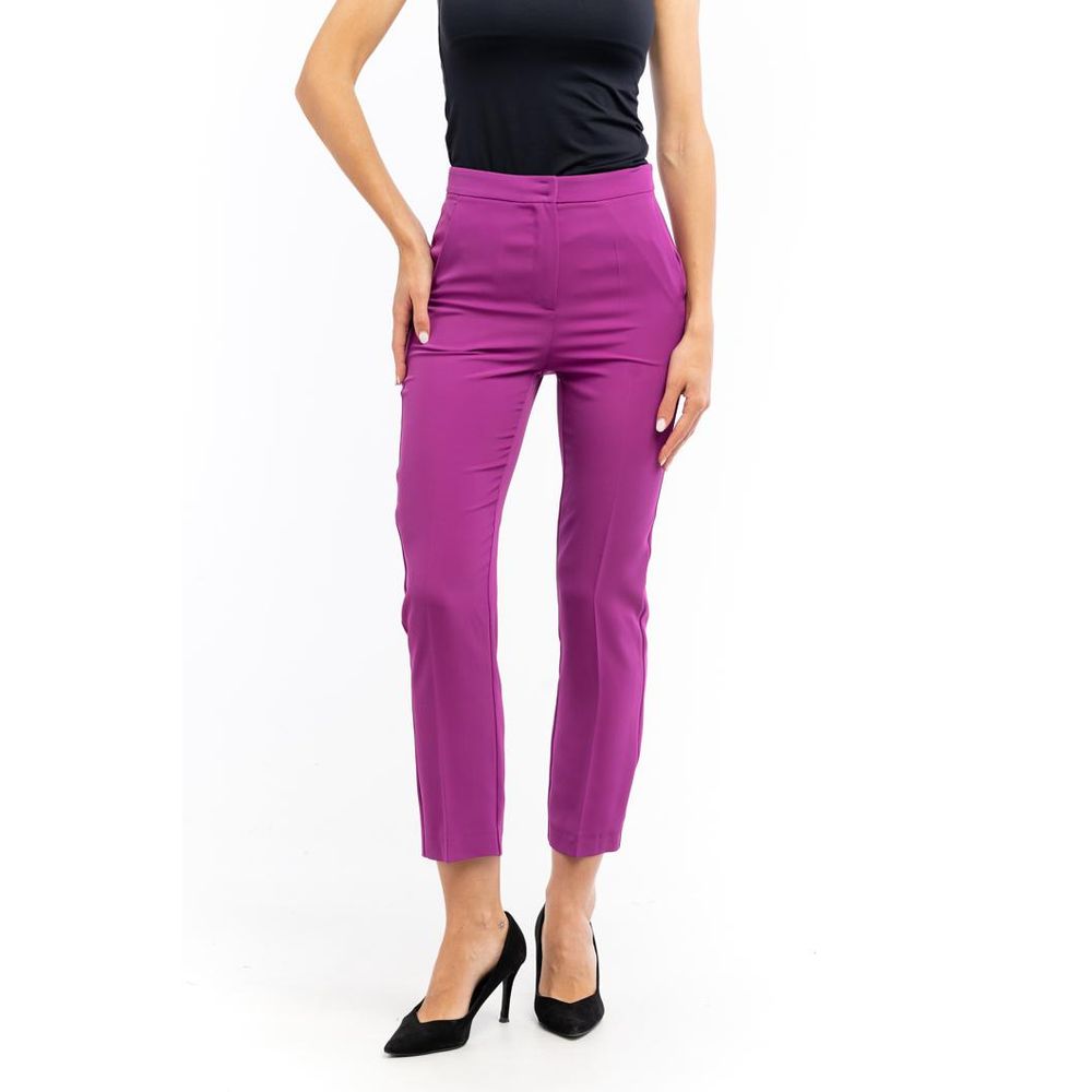 Purple Polyester Casual Pants