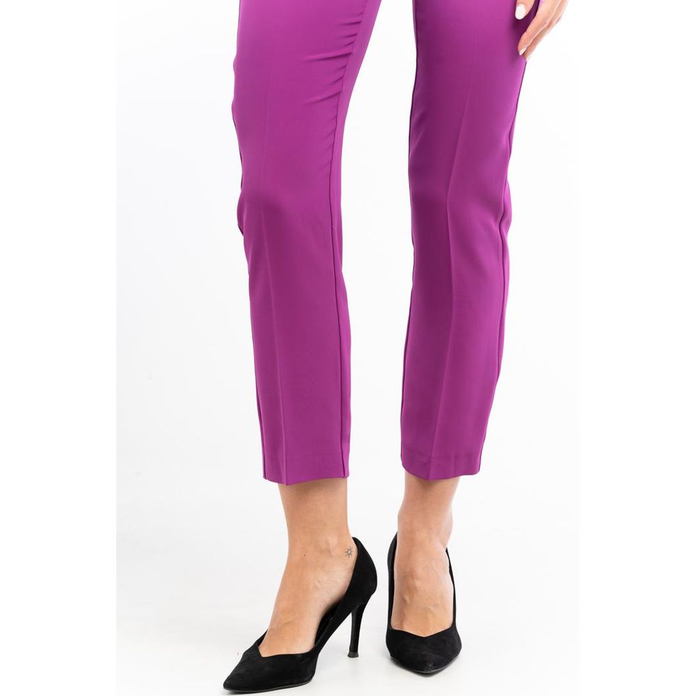 Purple Polyester Casual Pants