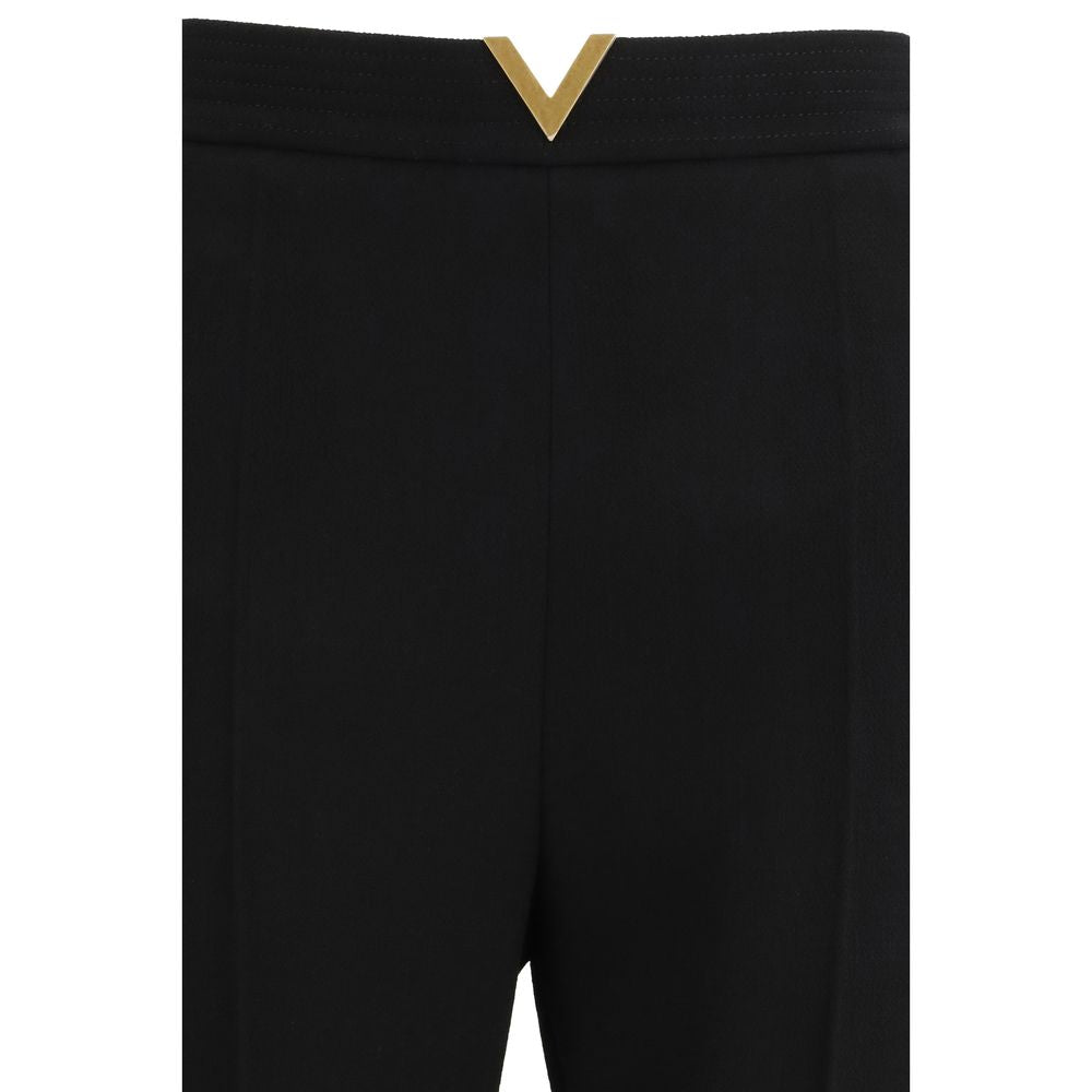 Black Fleece Wool Flared Pants