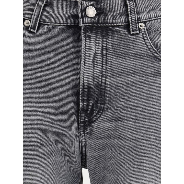 Black Cotton Straight-Leg Jeans