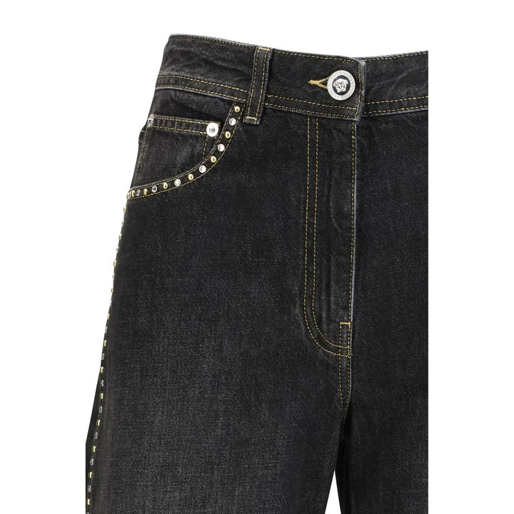 Black Cotton Straight-Leg Jeans