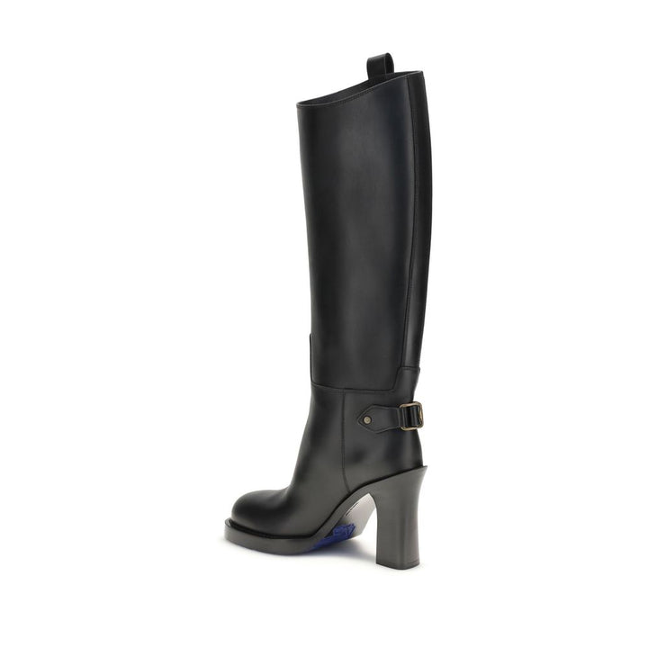 Black Calf Leather Bos Taurus High Heel Boots