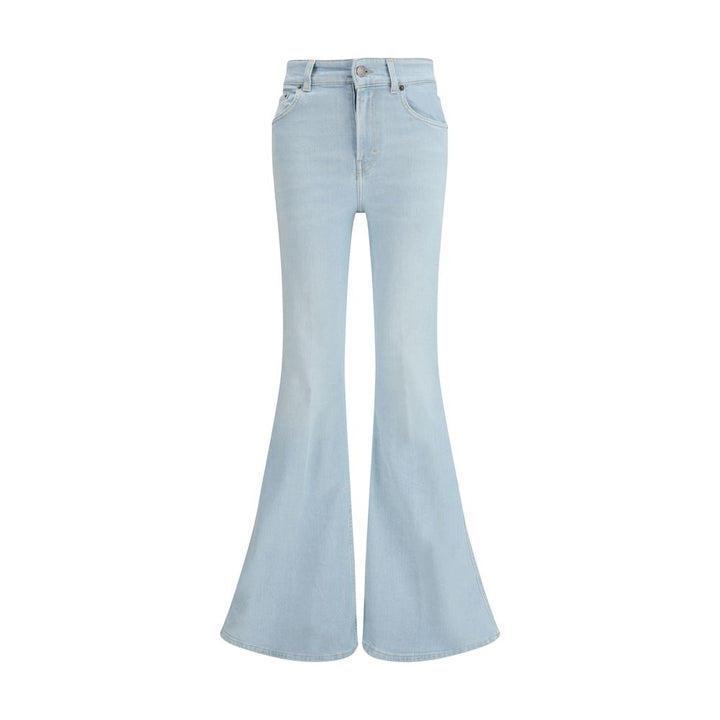 Blue Cotton Flared Jeans