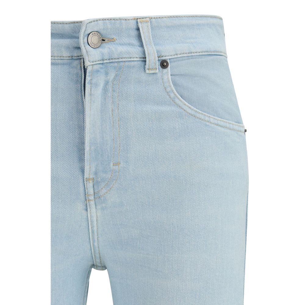 Blue Cotton Flared Jeans