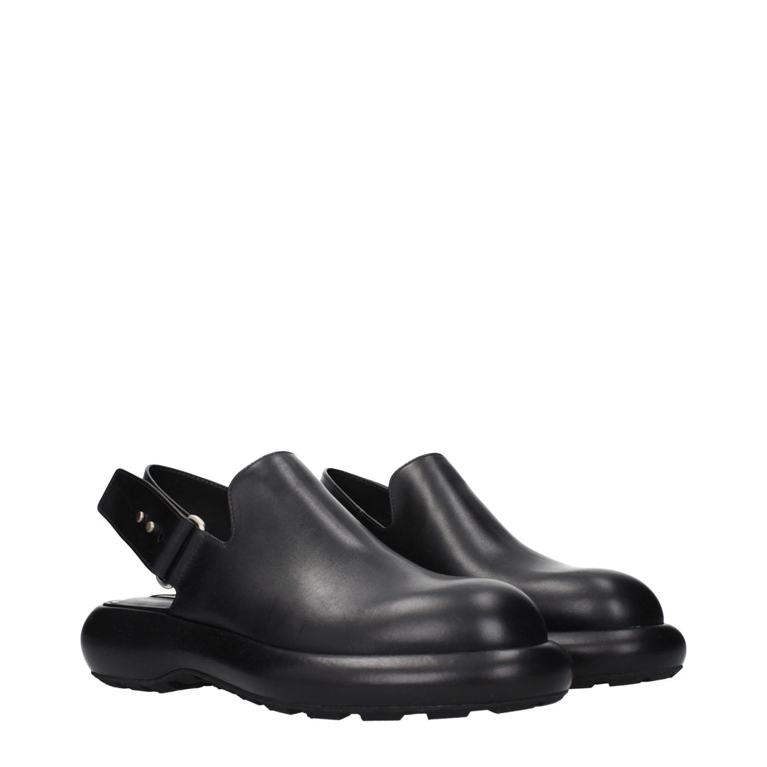 Black Leather Clogs