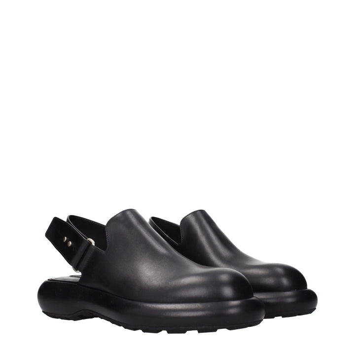 Black Leather Clogs