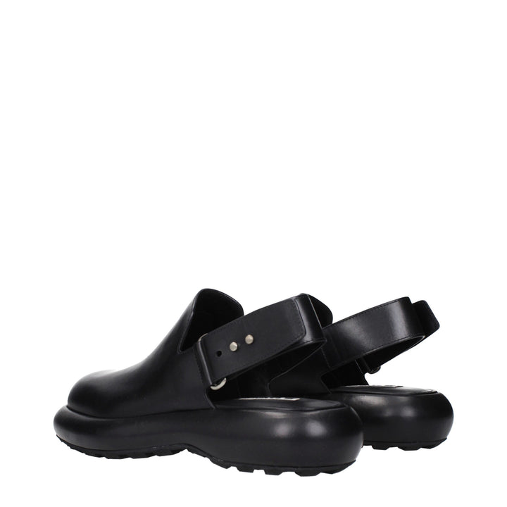 Black Leather Clogs