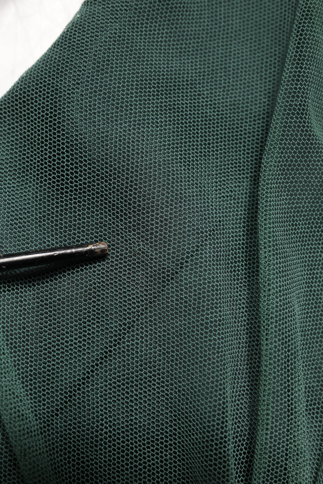 Green Ruched Mesh Sheer Sleeves Midi Dress