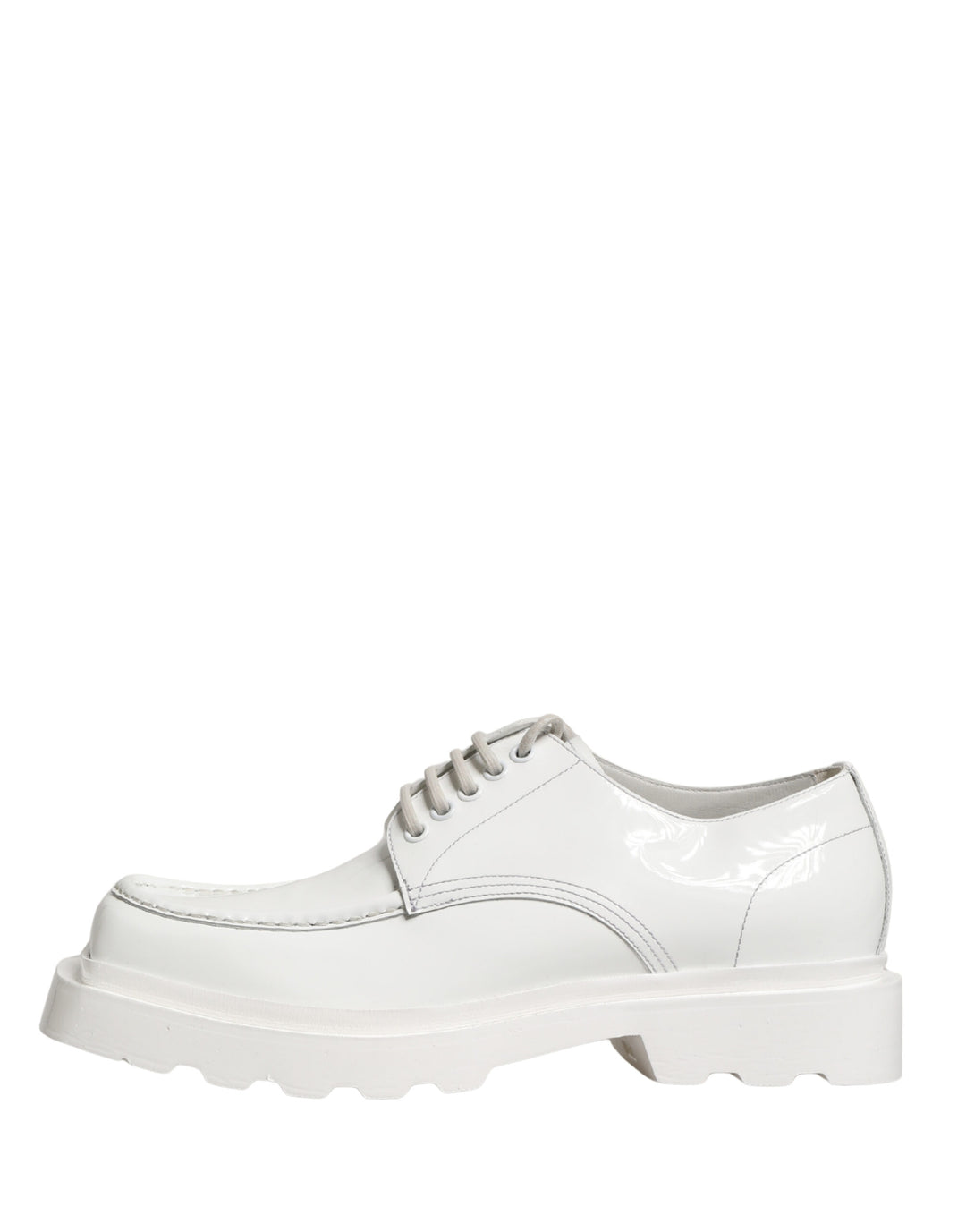 White Leather Chunky Sole Derby Shoes